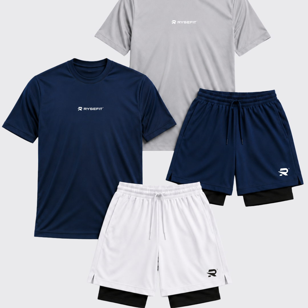 Pack Core — 2 Camisetas Dry Fit + 2 Shorts de Compressão Intense