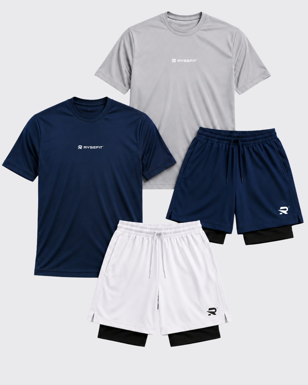 Pack Core — 2 Camisetas Dry Fit + 2 Shorts de Compressão Intense