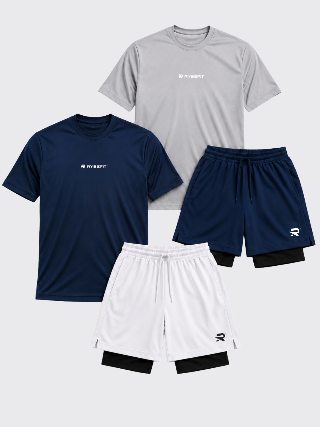 Pack Core — 2 Camisetas Dry Fit + 2 Shorts de Compressão Intense