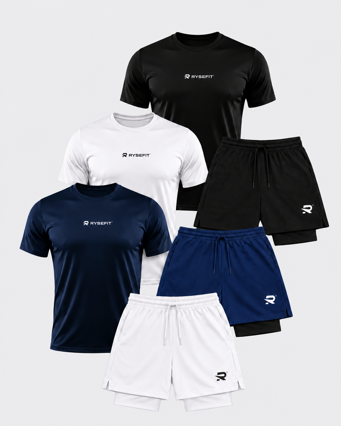Pack Elite — 3 Camisetas Dry Fit + 3 Shorts de Compressão Intense