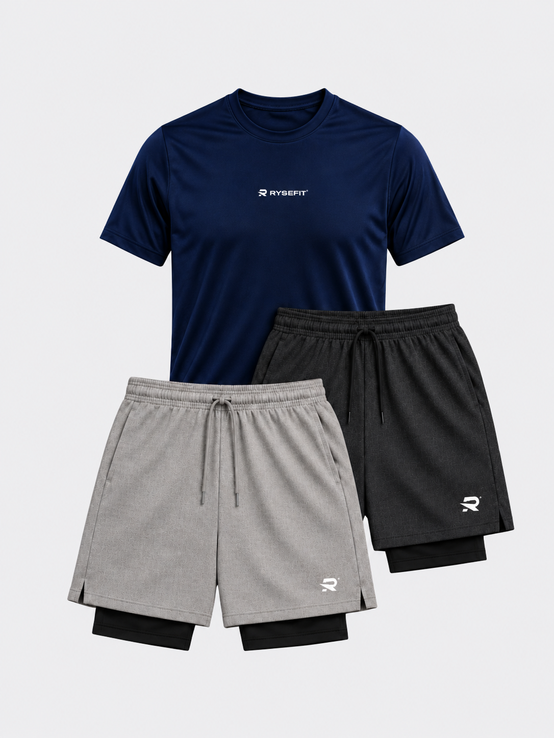 Pack Ryse — 1 Camiseta Dry Fit + 2 Shorts de Compressão Intense
