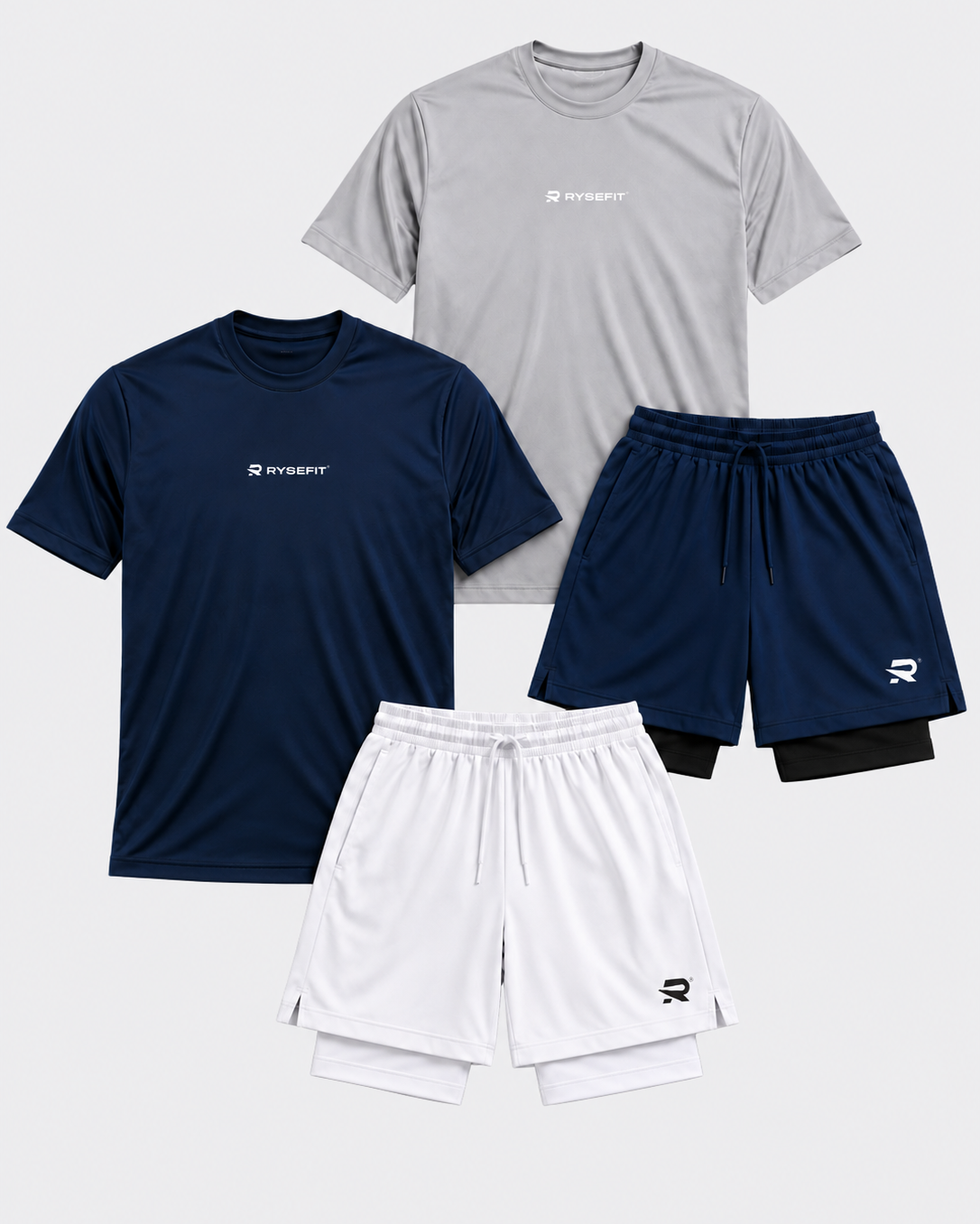 Pack Core — 2 Camisetas Dry Fit + 2 Shorts de Compressão Intense