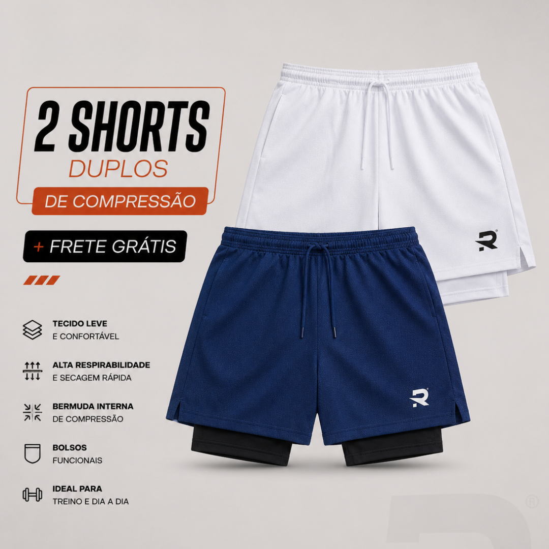 Kit 02 Shorts 2 em 1 Compressão Intense