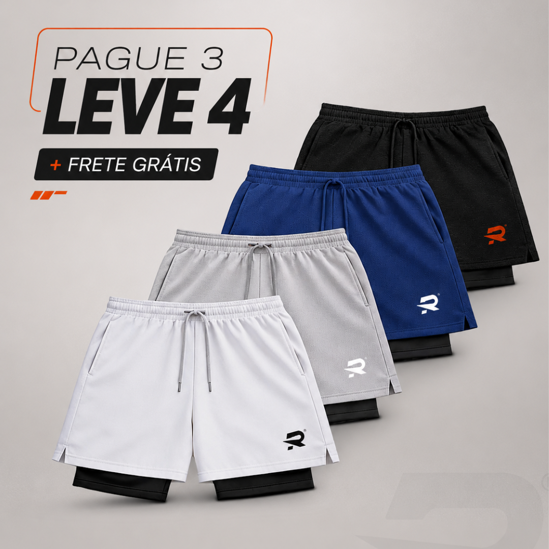 Pague 3 e leve 4 - Kit 04 Short 2 em 1 Compressão Intense