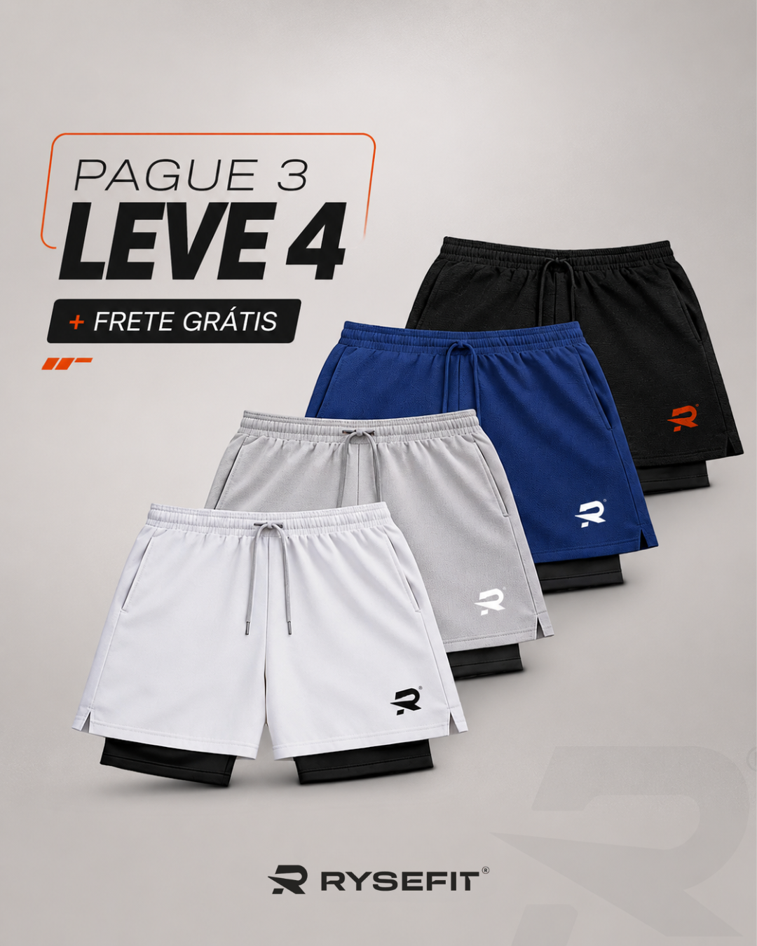 Pague 3 e leve 4 - Kit 04 Short 2 em 1 Compressão Intense