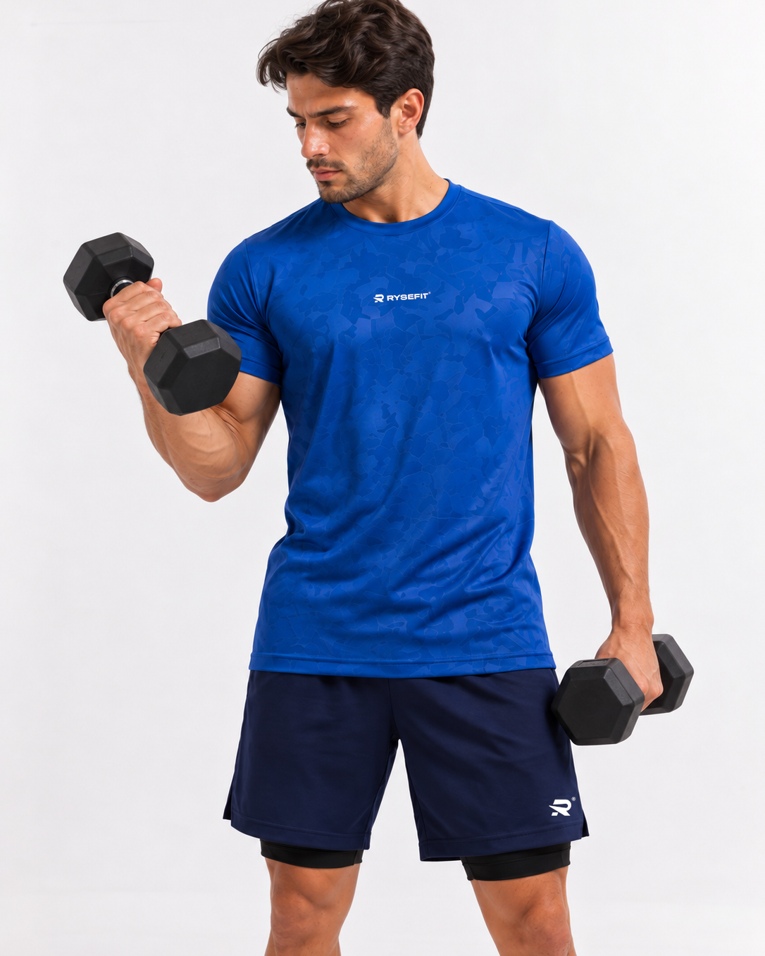 Rysefit Linha Stealth Azul: rosca martelo com halteres