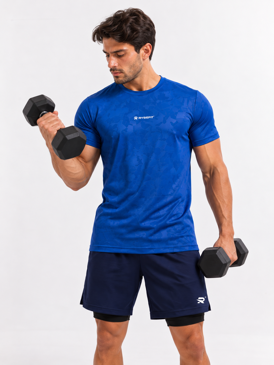 Rysefit Linha Stealth Azul: rosca martelo com halteres
