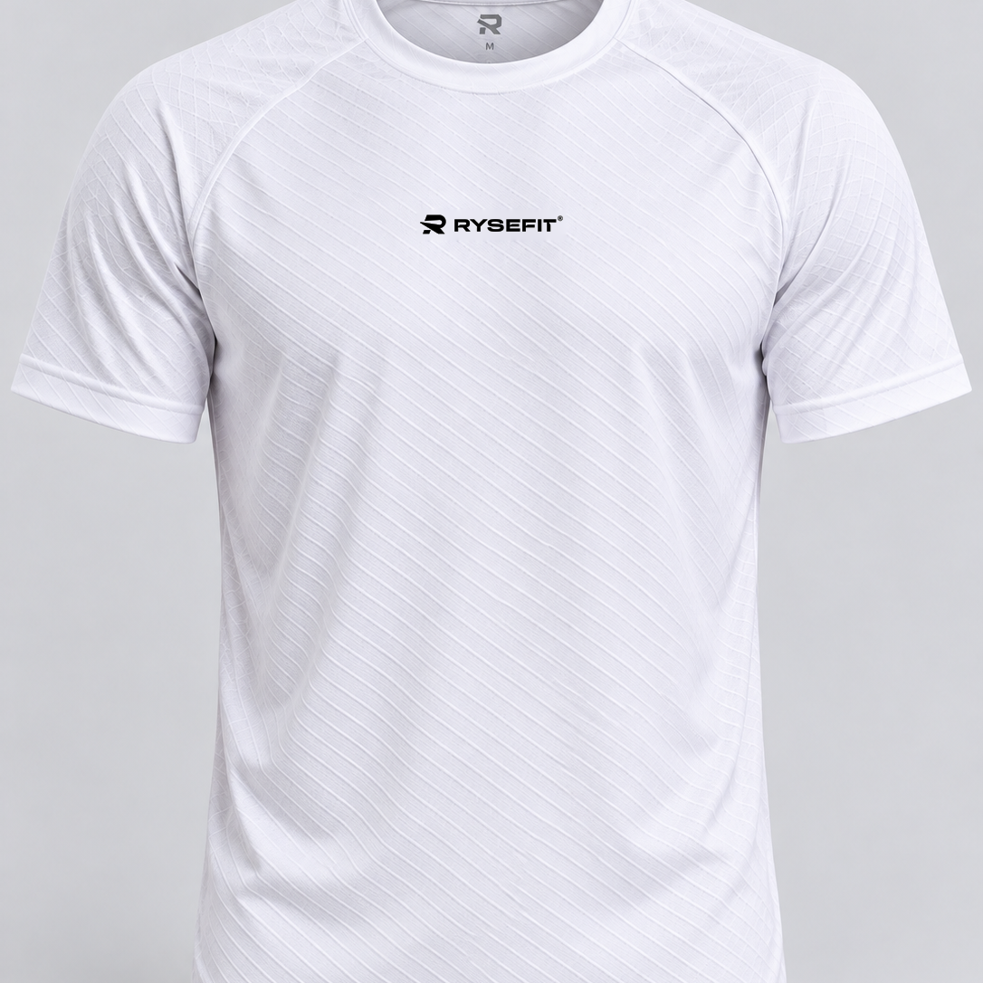 Rysefit Linha Stealth Branco: camiseta branca texturizada